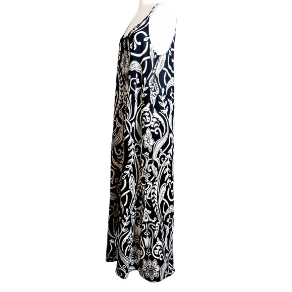 MSK, Black & White Paisley Sleeveless Maxi Dress, EUC, Beachy, Vacation, Boho - Picture 5 of 16